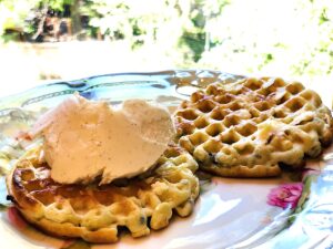 Scoop Ice Cream Onto One Waffle