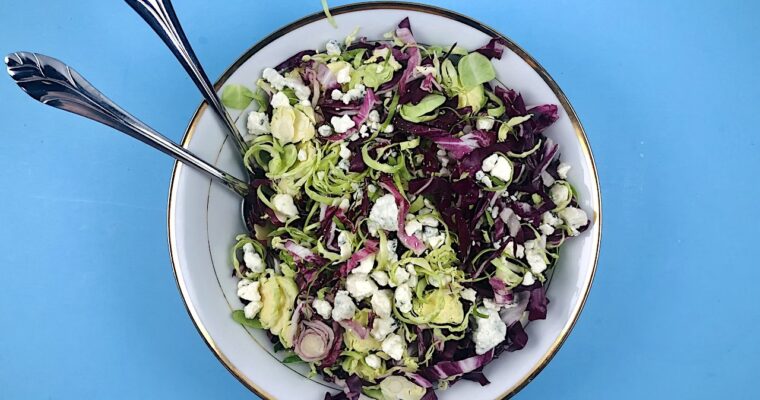 Raw Brussels Sprout and Radicchio Salad with Warm Bacon Vinaigrette