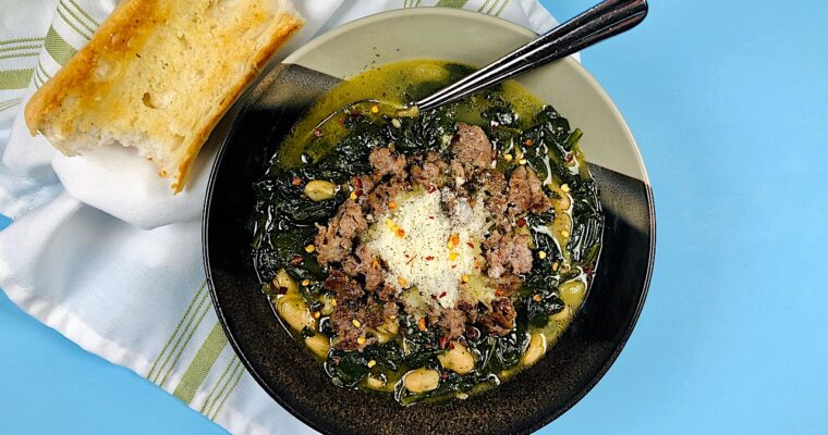 Spinach and White Bean Soup with Garlic-Chili Oil