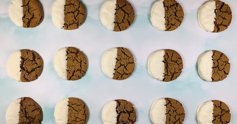 Dipped Salted-Gingerbread Holiday Cookies