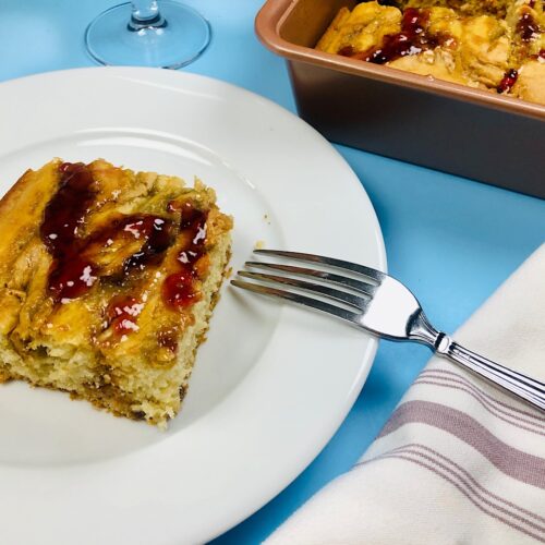 Best Peanut Butter and Jelly Buttermilk Pancake Bake Recipe